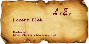 Lorenz Elek névjegykártya